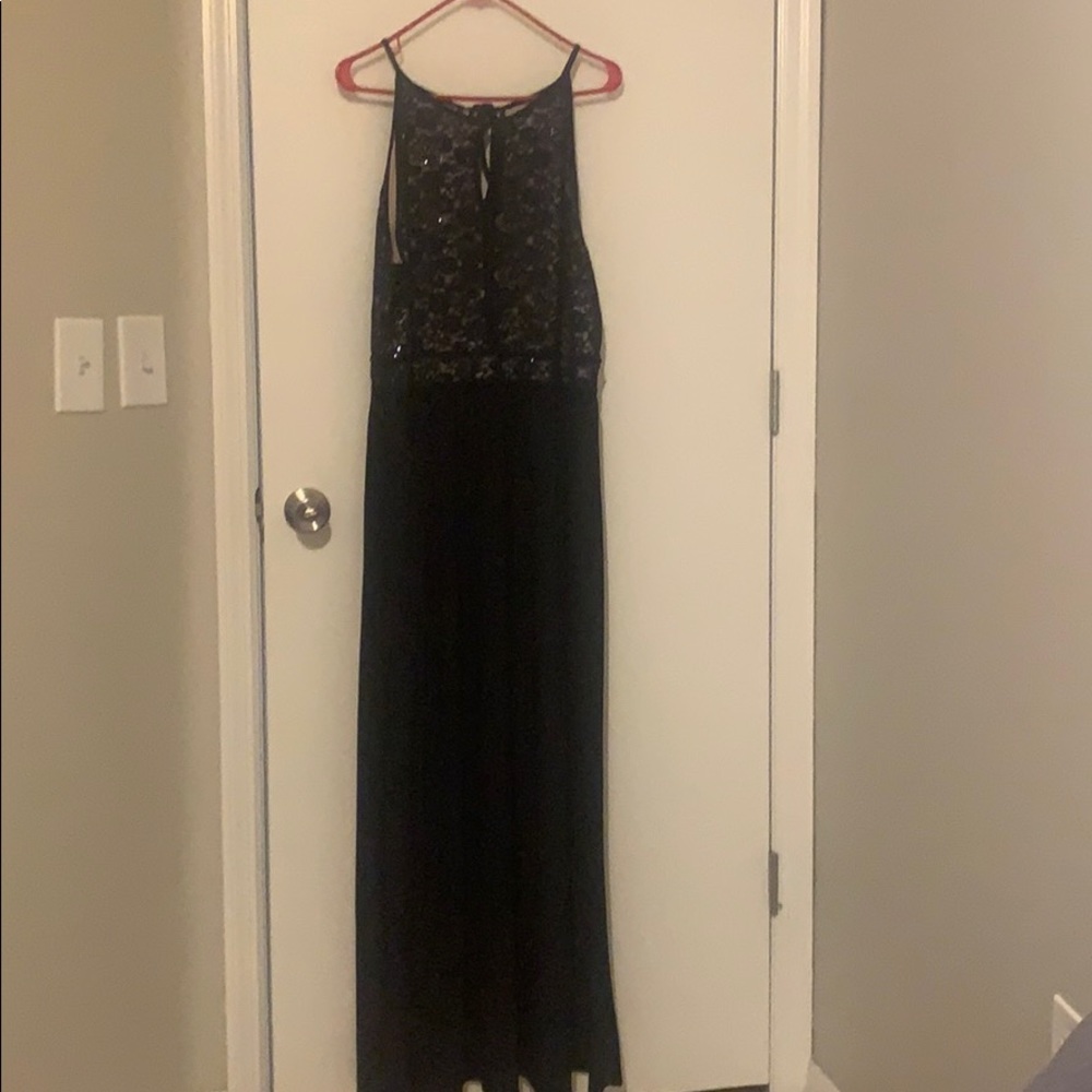 Nice long prom dress. Was worn once for prom!!